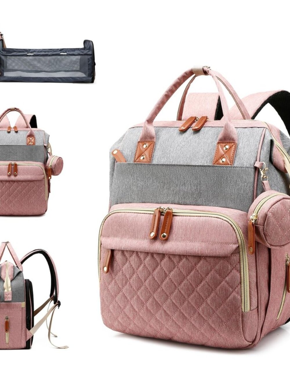 Diaper Bag with Changing Station, Waterproof 3 in 1 Diaper Backpack with